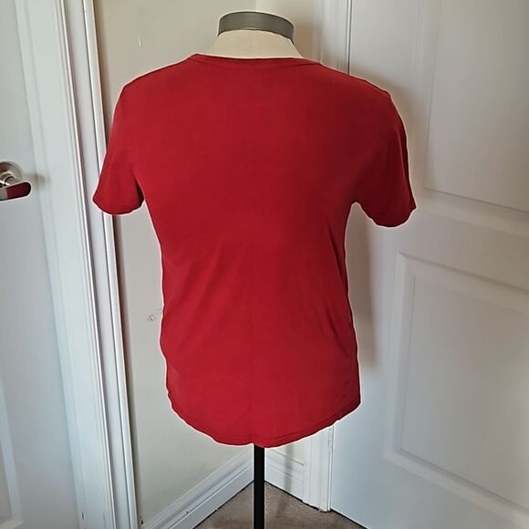 Champs Men's Cotton Logo Short Sleeves T-shirt Medium Ruby Red/White - Picture 4 of 16